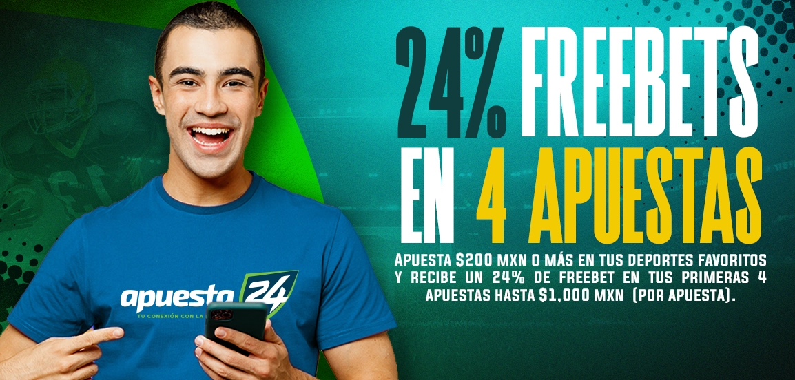 24% Freebet en tus primeras 4 apuestas